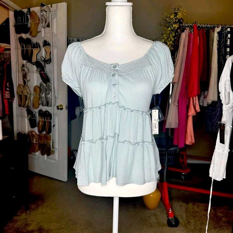 Cute Blue Tiered Top
