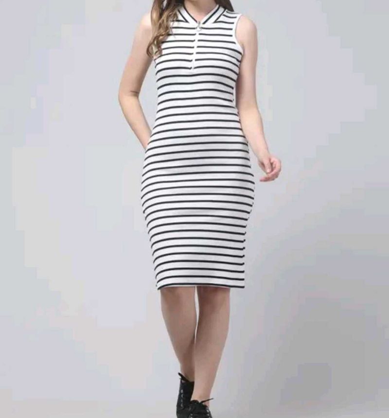 Sleeveless Polo Neck Bodycon Dress