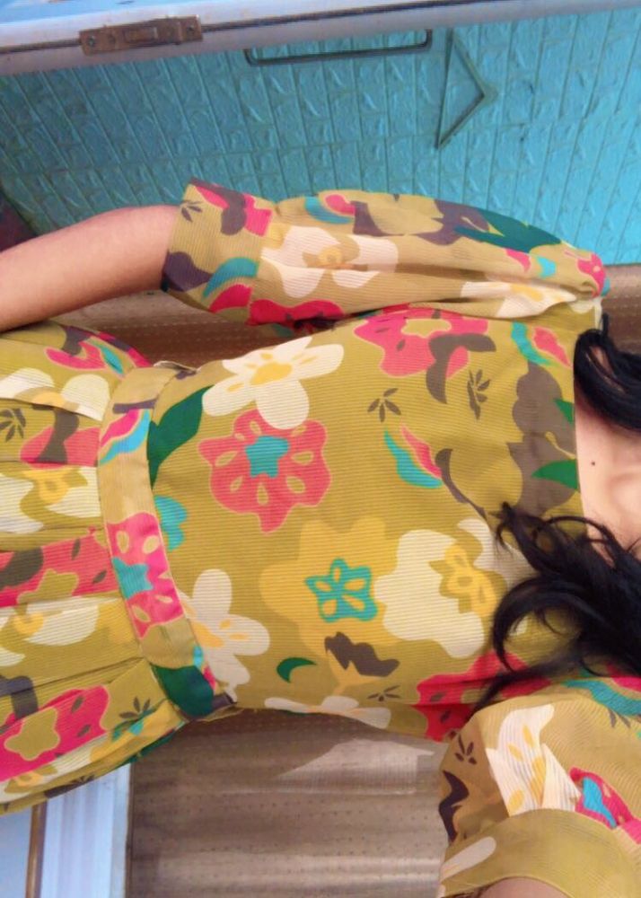 🌷Floral Print Dress fabric georgette and organza