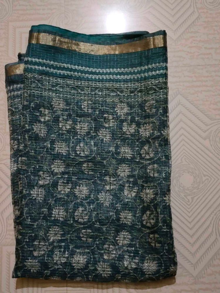 Floral Green Saree