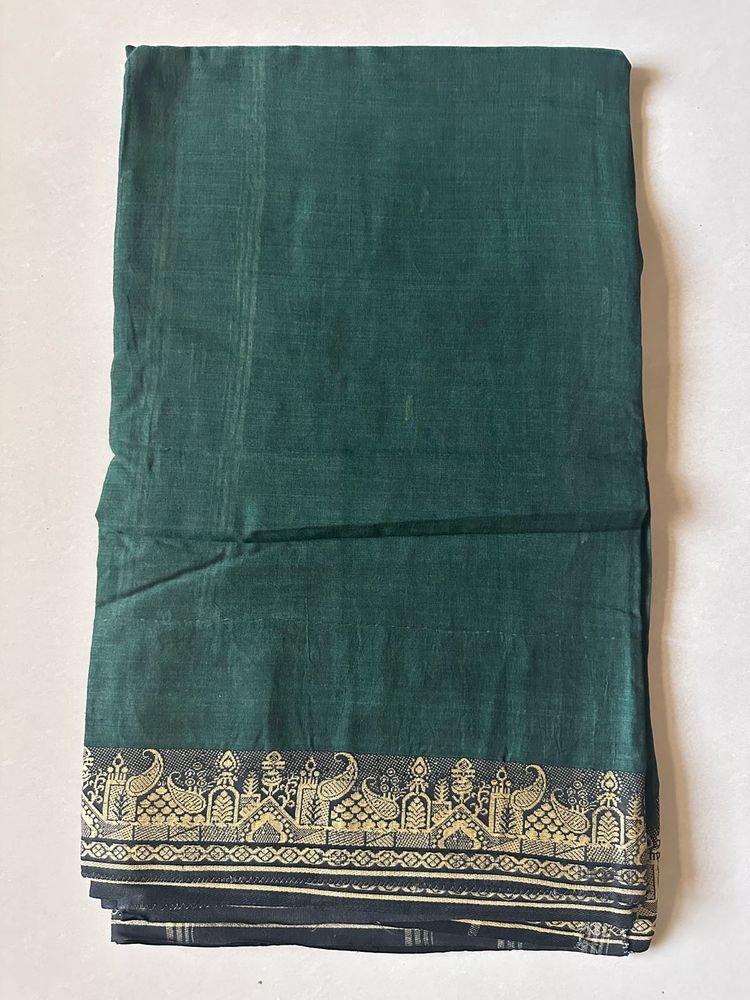 Emerald Green Saree with Gold Border