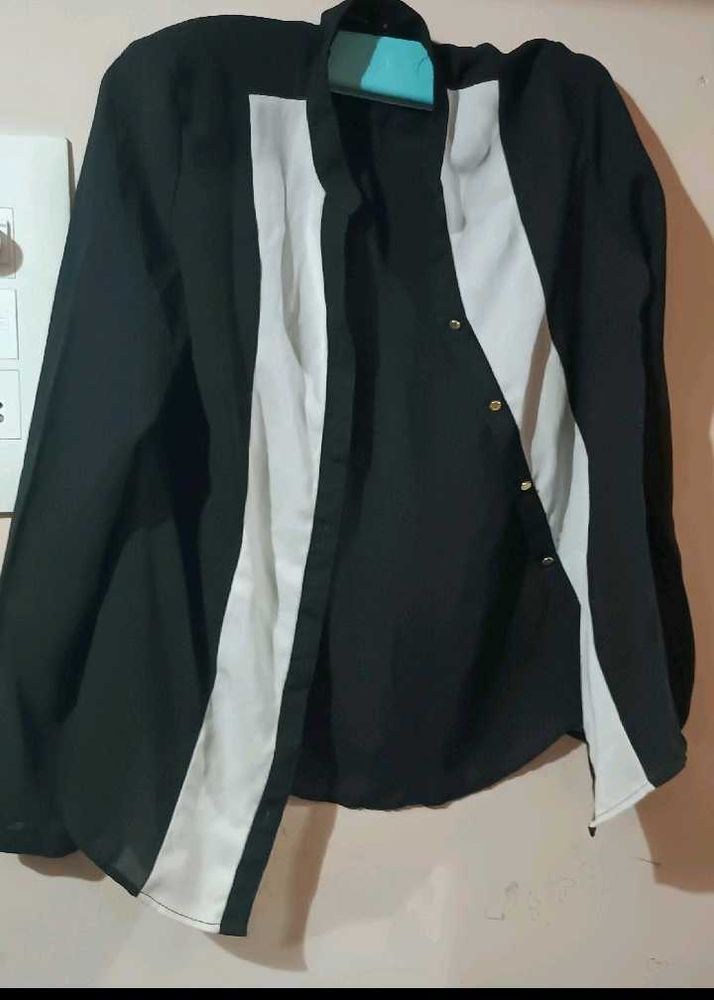 Black And White Chiffon Shirt
