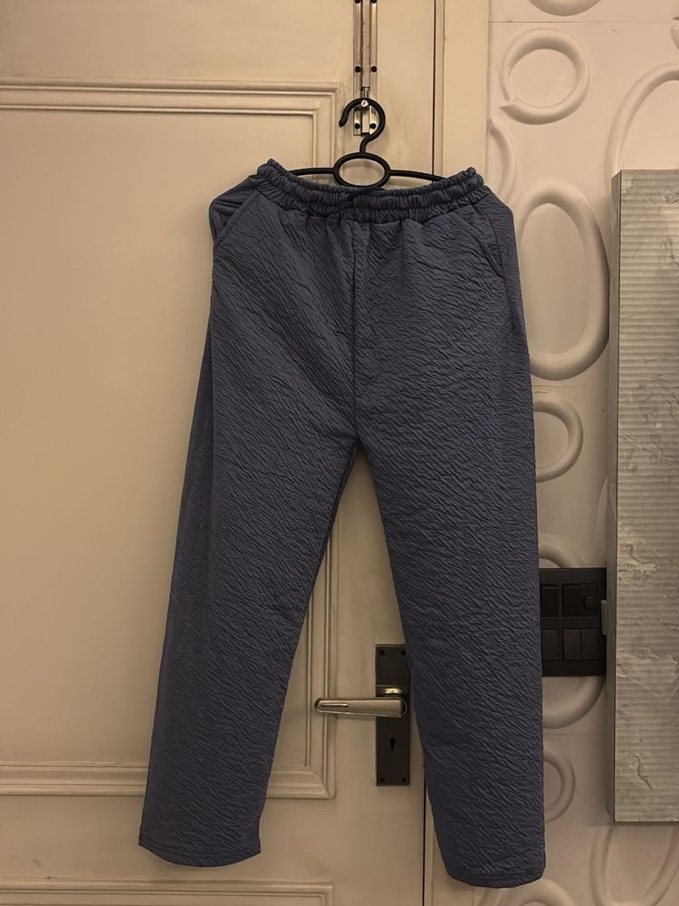 Comfy Blue Textured Pants