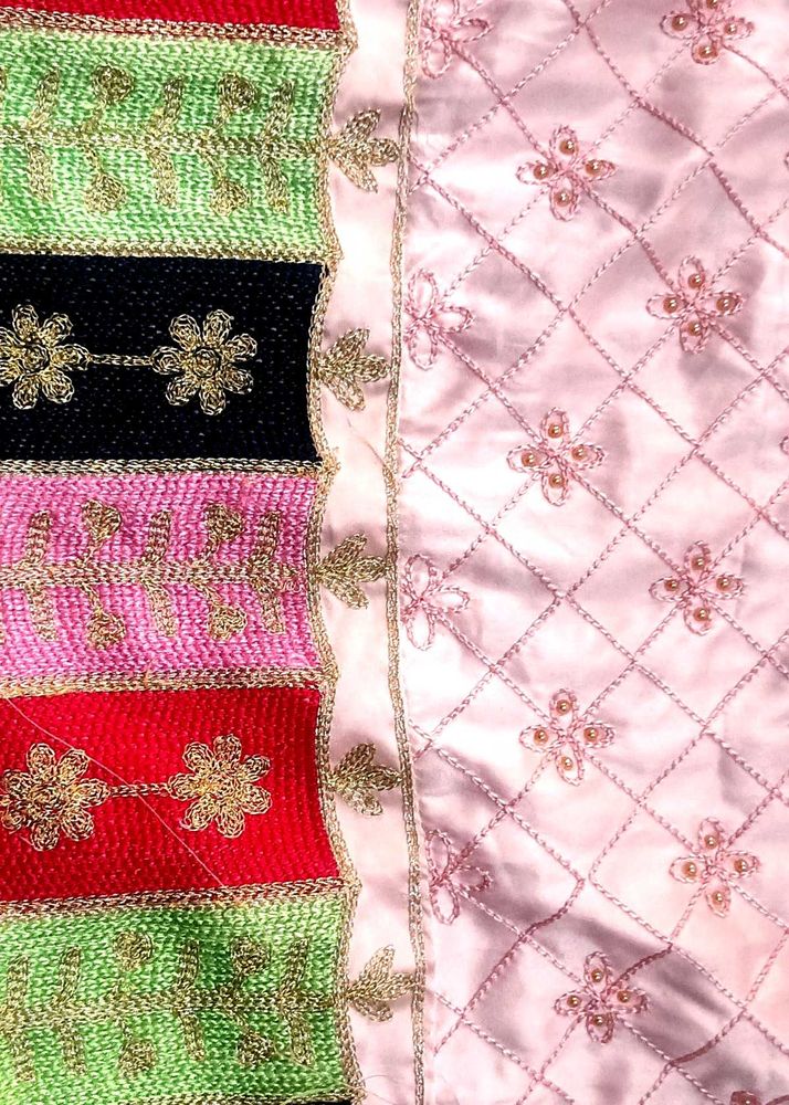 Embroidered Quilted Fabric Piece