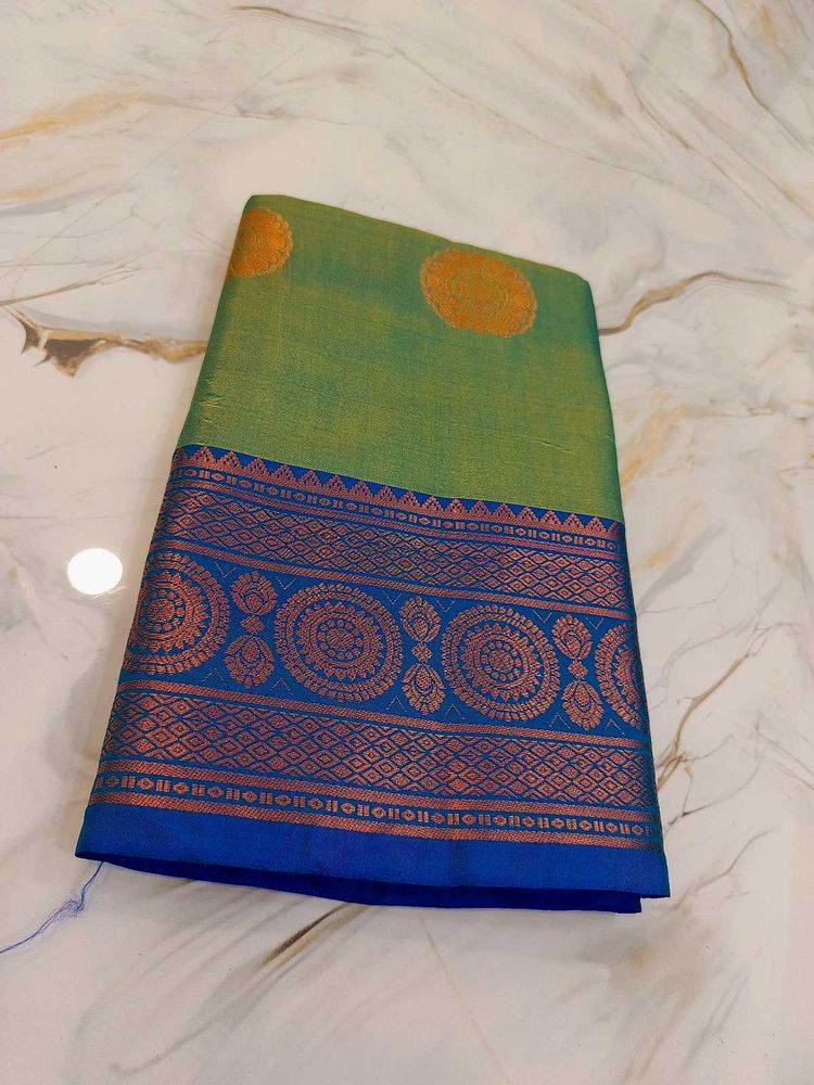 Softy Boota Silk Saree - Green &amp; Blue