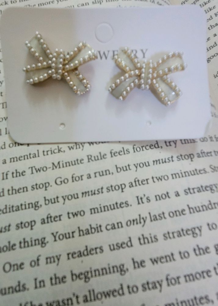 Pearl Bow Stud Earrings
