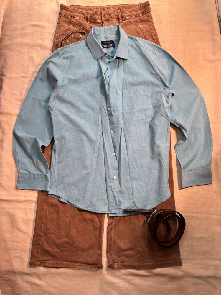 Men&#39;s Blue Long Sleeve Shirt