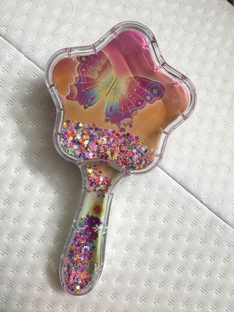 Star Shaped Butterfly Glitter Hair Brush