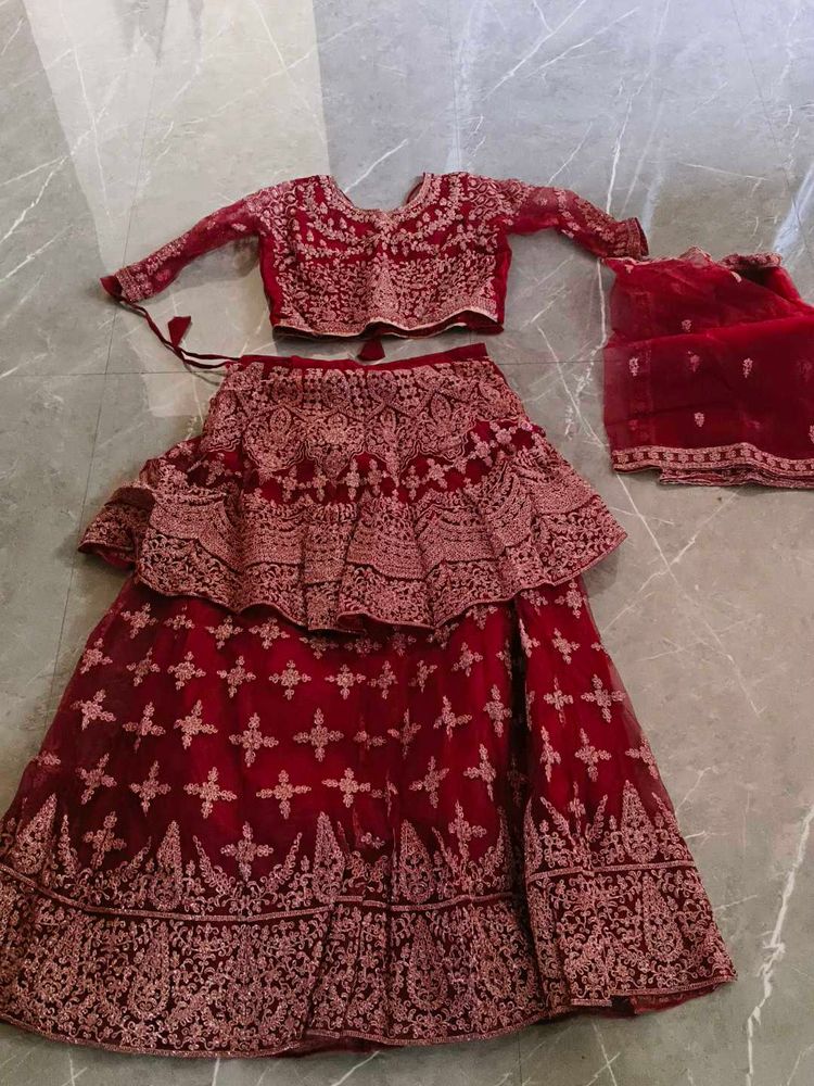 Elegant Red Embroidered Lehenga Choli