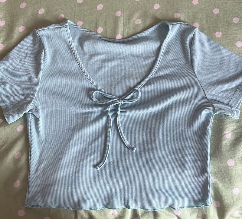 Cute Light Blue Crop Top