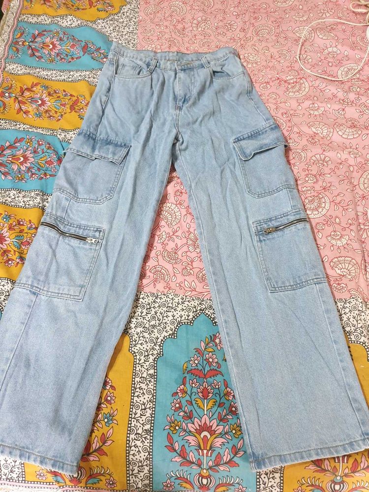 Light Wash Cargo Jeans