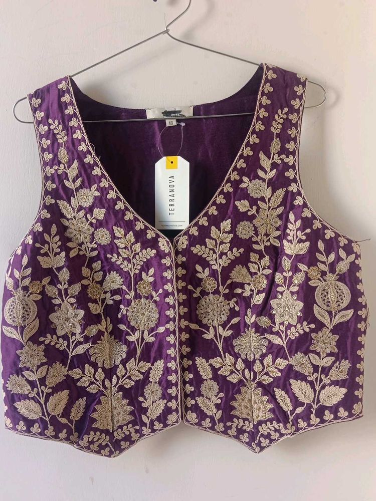 Embroidered Purple Waistcoat
