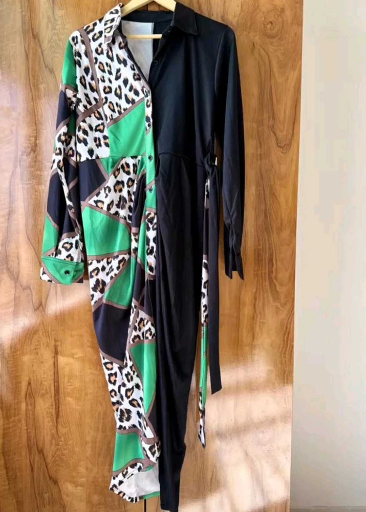 Animal Print &amp; Solid Dress