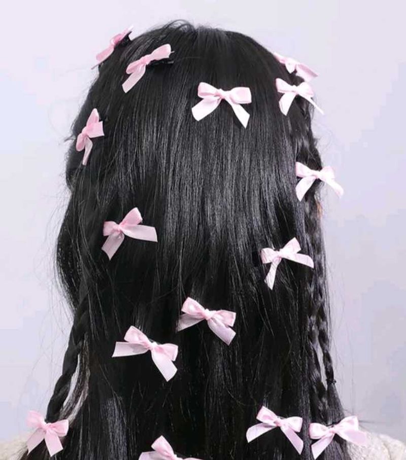 Cute Pink Bow Hair Clips