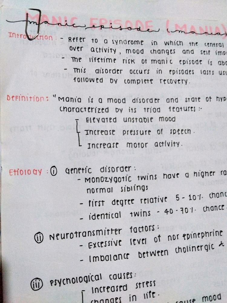 Inshort, Aesthetic, Mental Health Nursing Notes ( Mania, Depression And Persistant Manic Disorder)