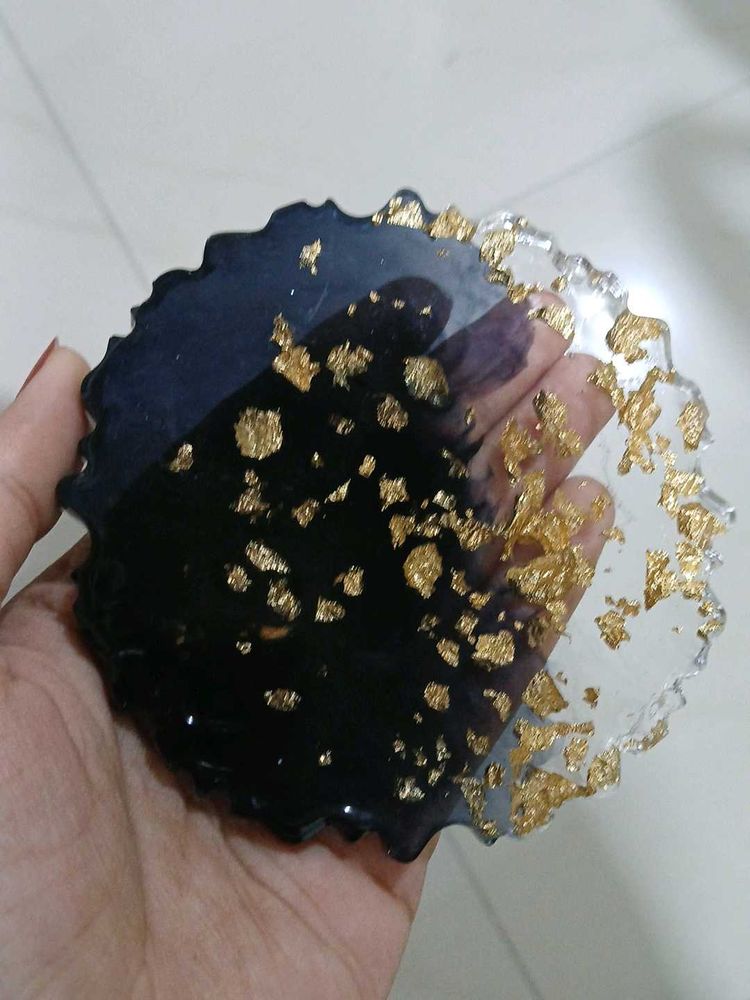 Handmade Resin Coaster with Gold Leaf