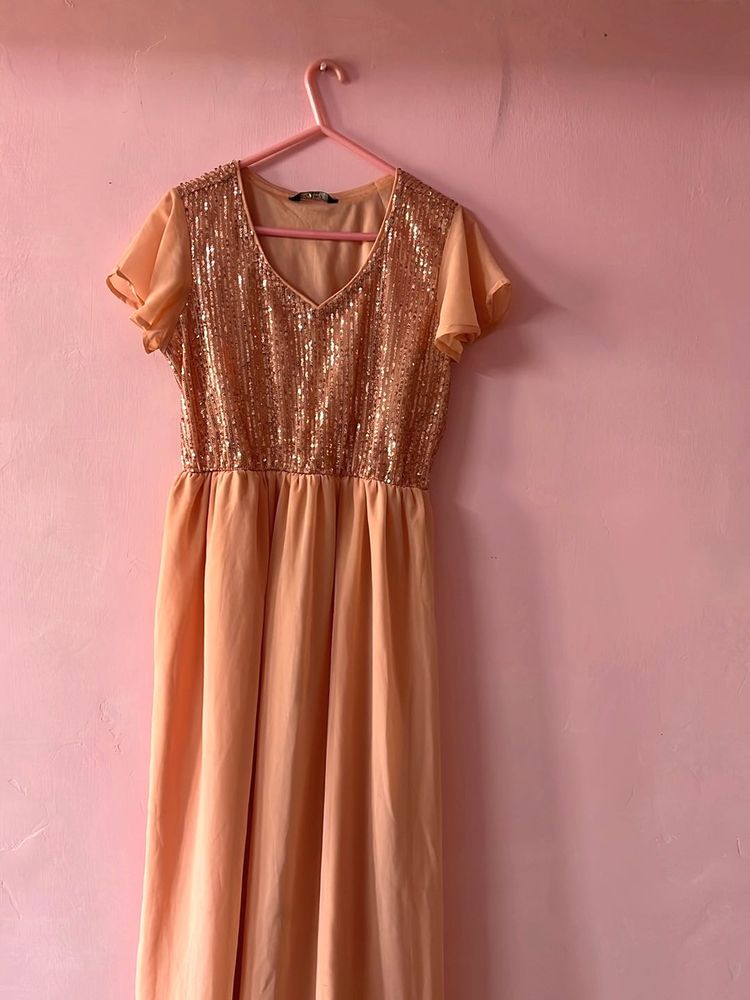 Sparkly Peach Occasion Dress
