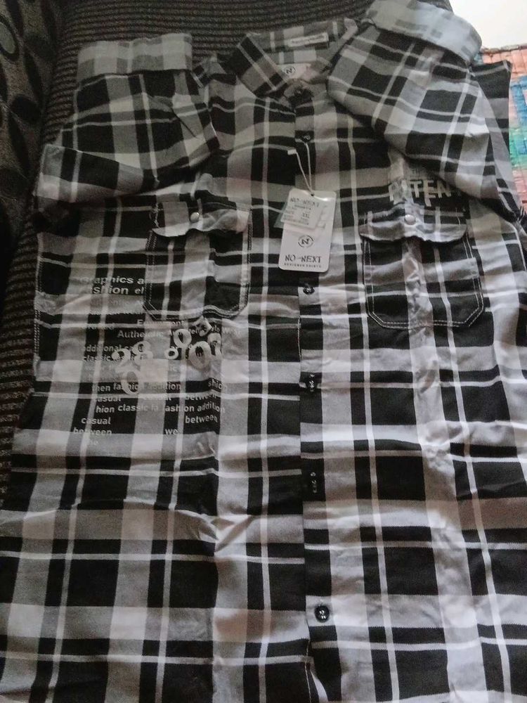 Black &amp; White Plaid Shirt