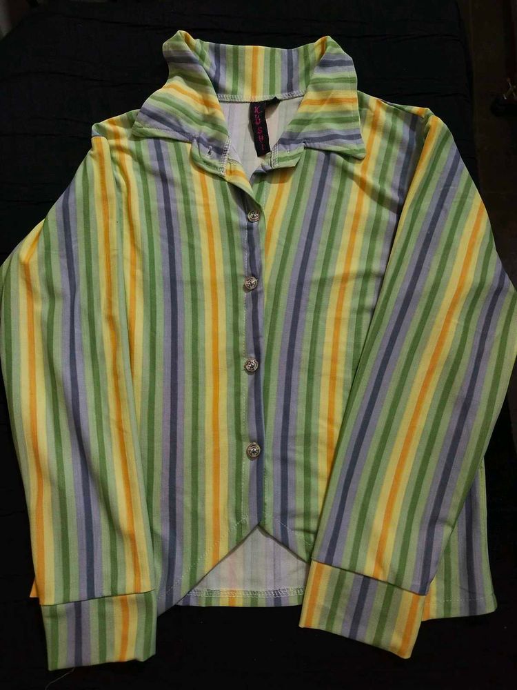 Striped Long Sleeve Button-Up Shirt🍡