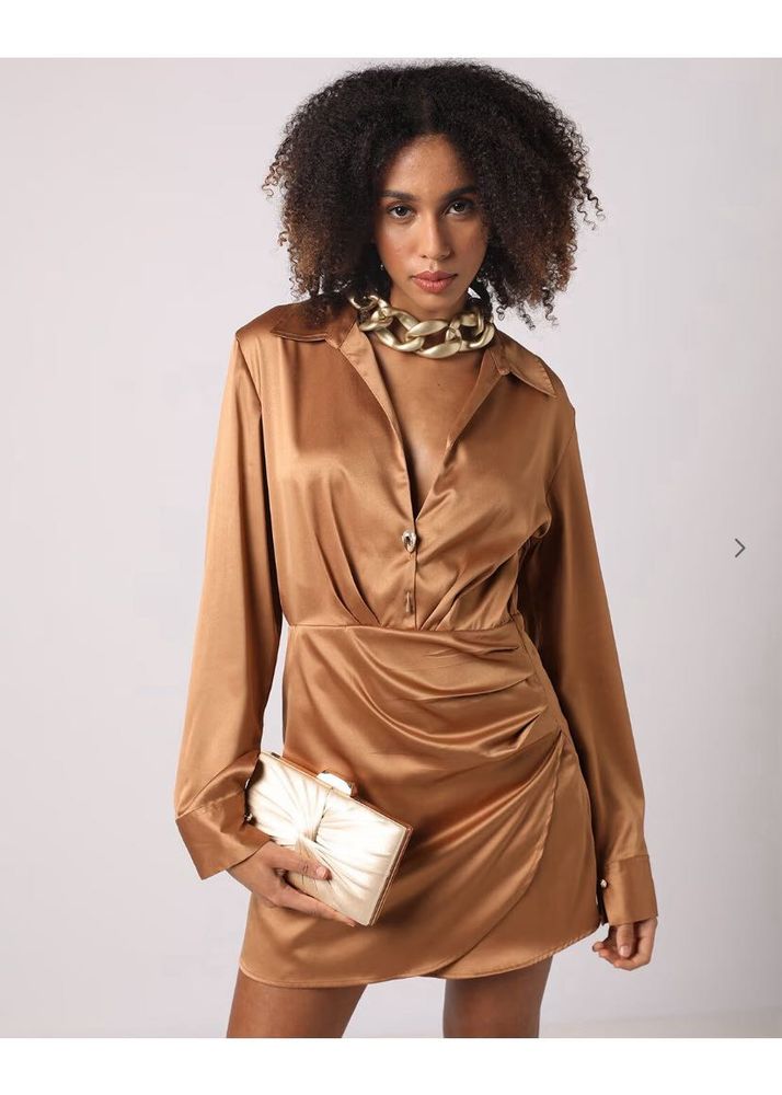 Satin Mini Shirt Dress