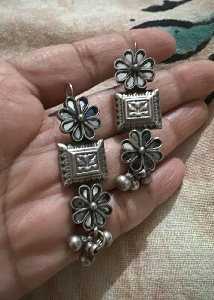 Mirror Flower  Earrings and hoops