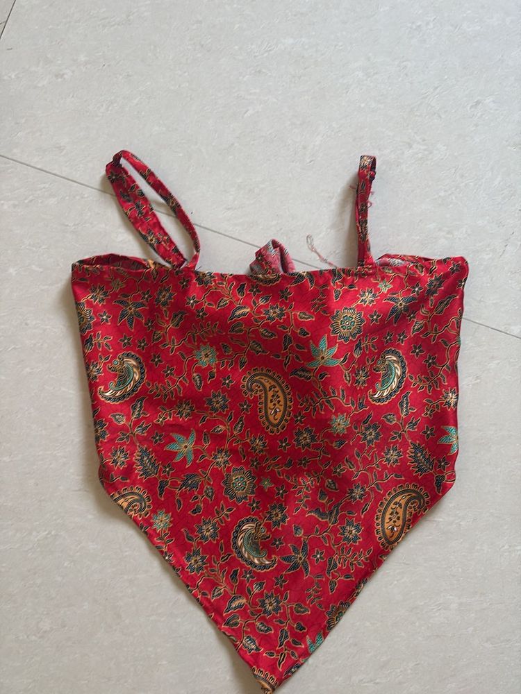 Bohemian Crop Top Red - Free Size