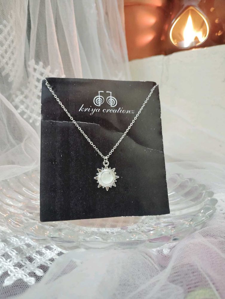 Silver Sunburst Pendant Necklace