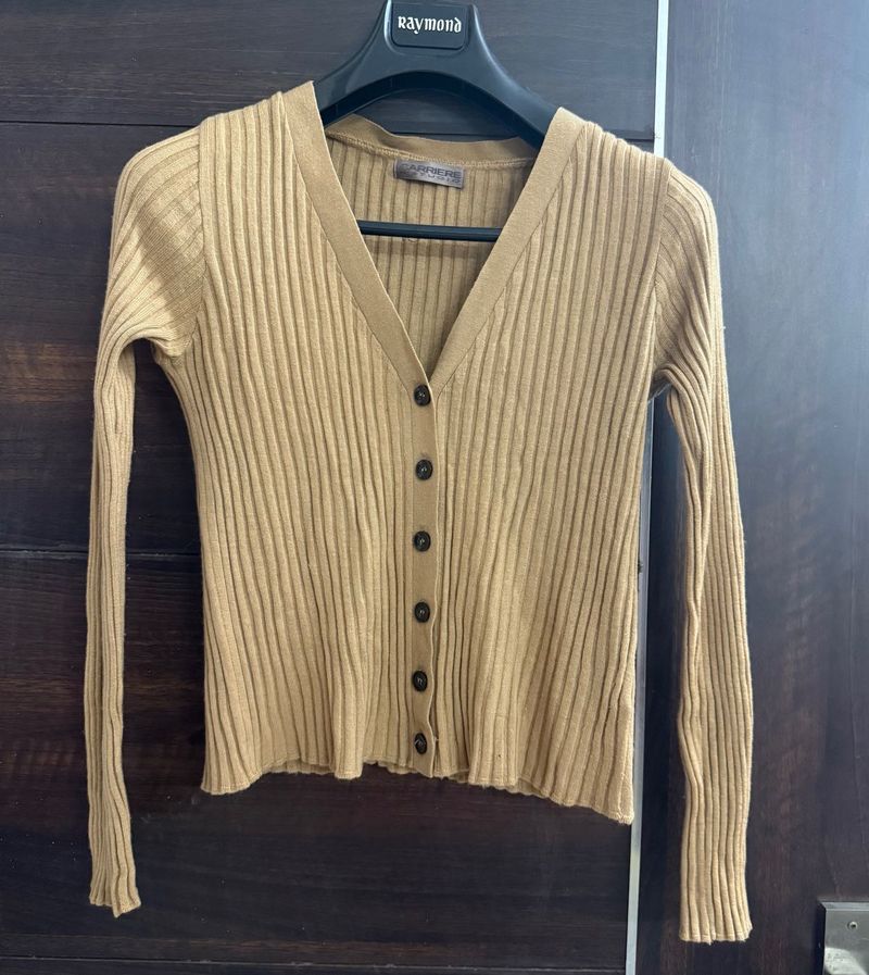 Ribbed Button-Down Cardigan