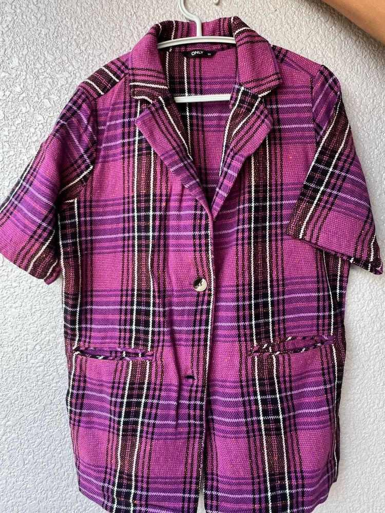 Plaid Short Sleeve Blazer