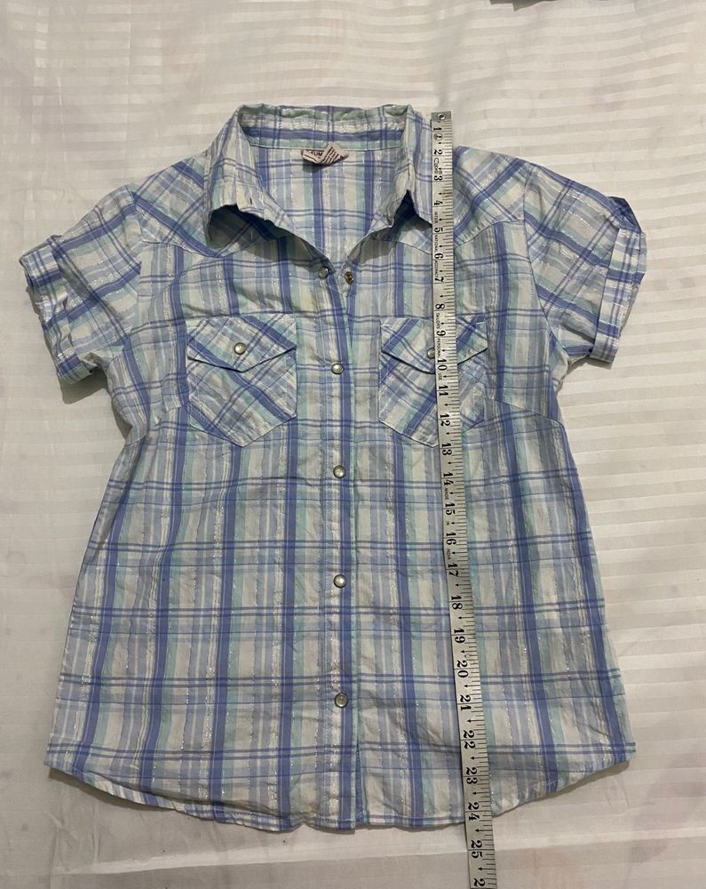 Blue Plaid Western Shirt