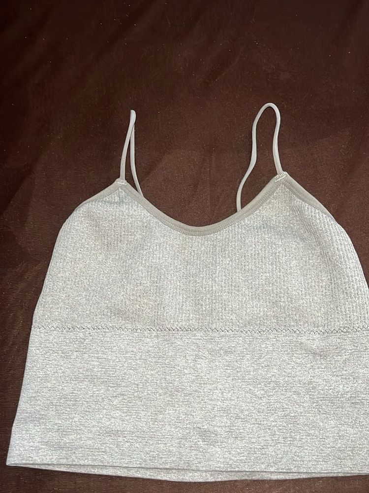 Gray Ribbed padded bra