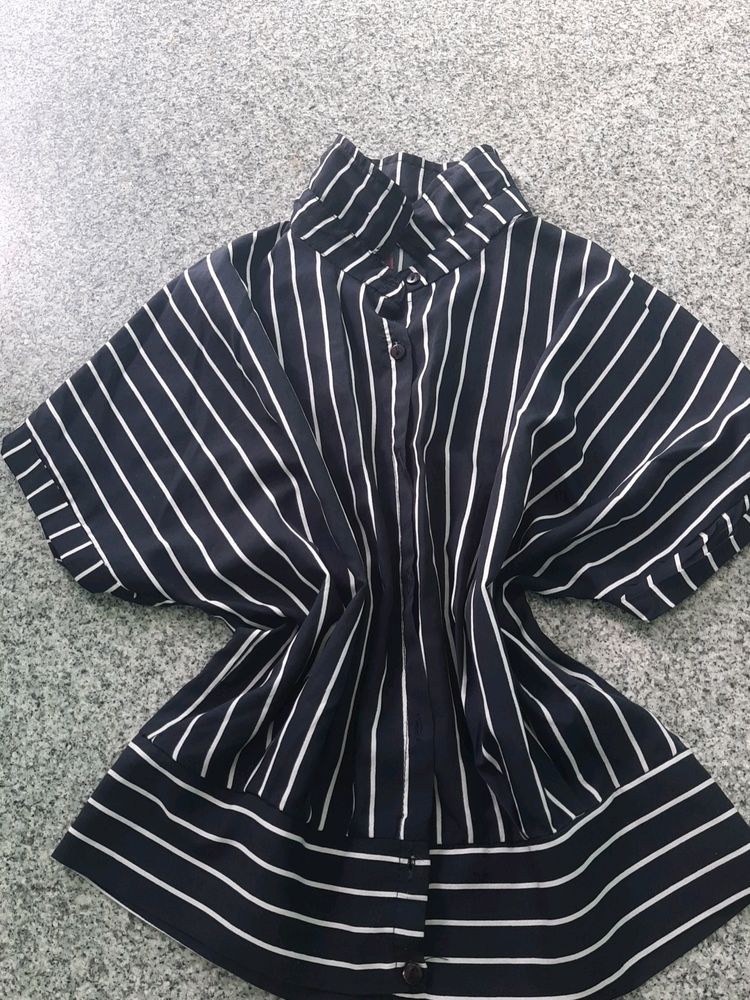 Striped Crop Shirt For Women