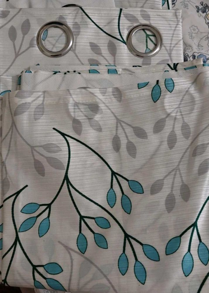 3 Floral Print Curtains 7 Feet