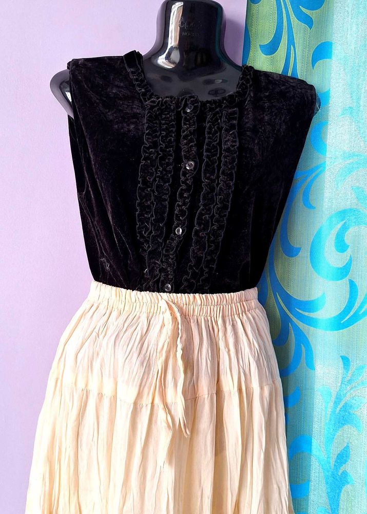 Vintage Velvet Ruffle Top