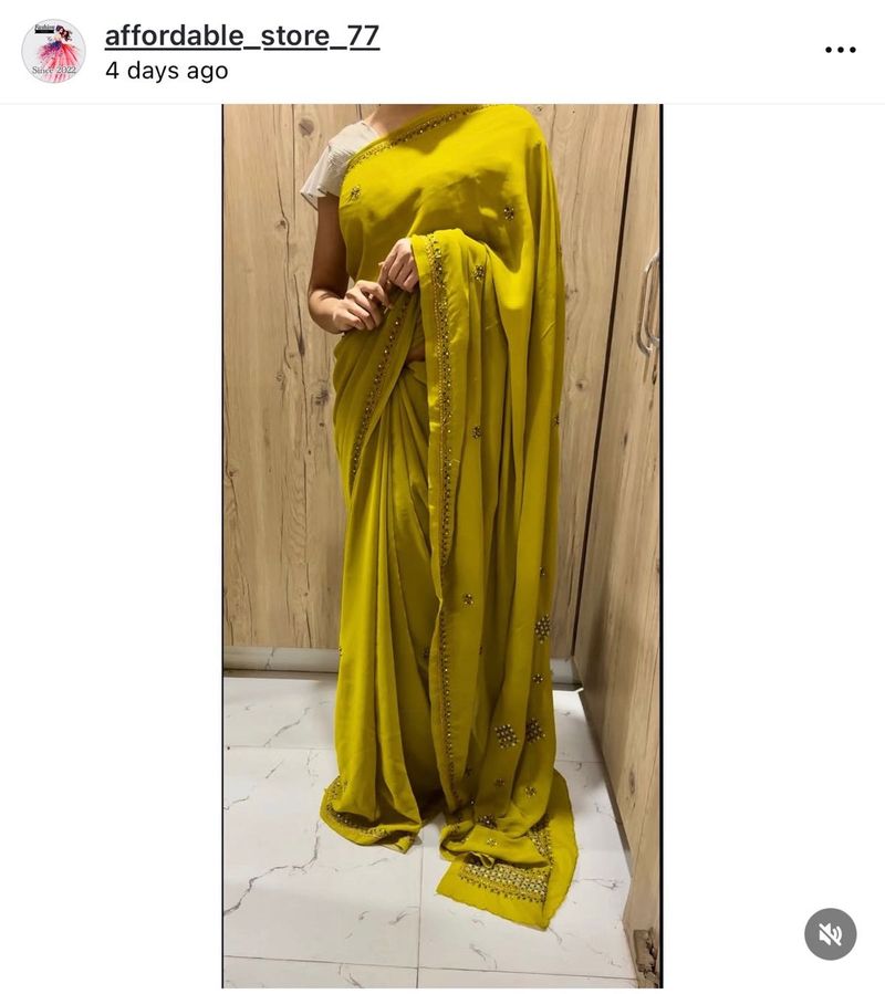 Lime Yellow Saree -Cutdana Handwork embroidered