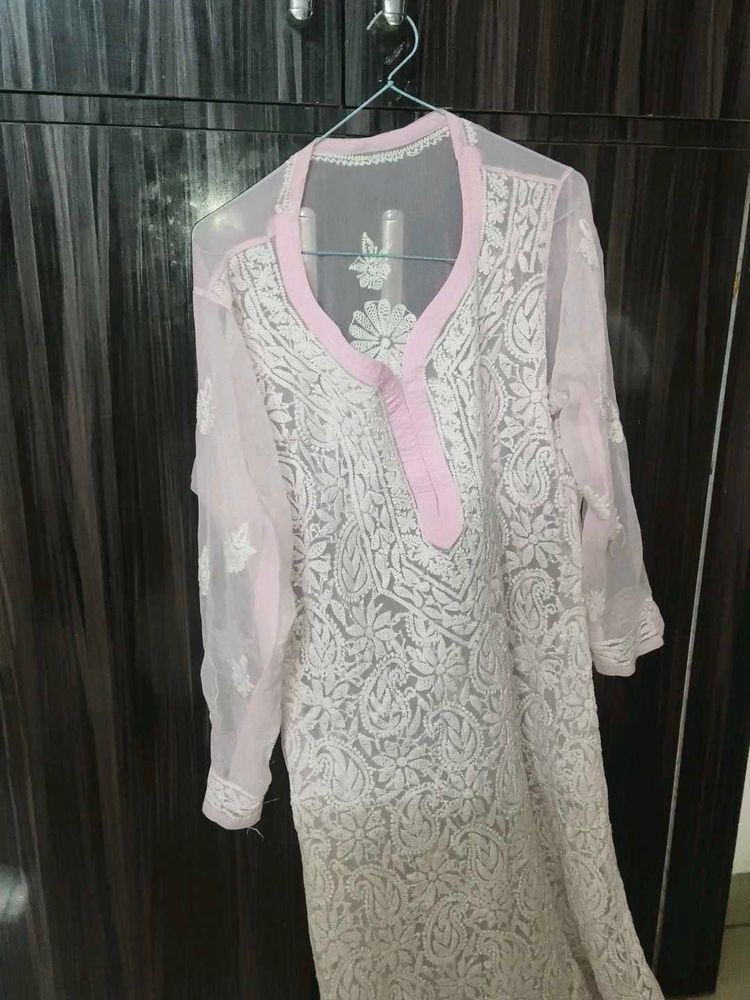 Pink Chicken Kurti With Camisole