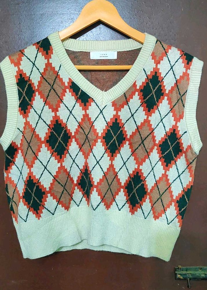 Argyle Knit Sweater Vest