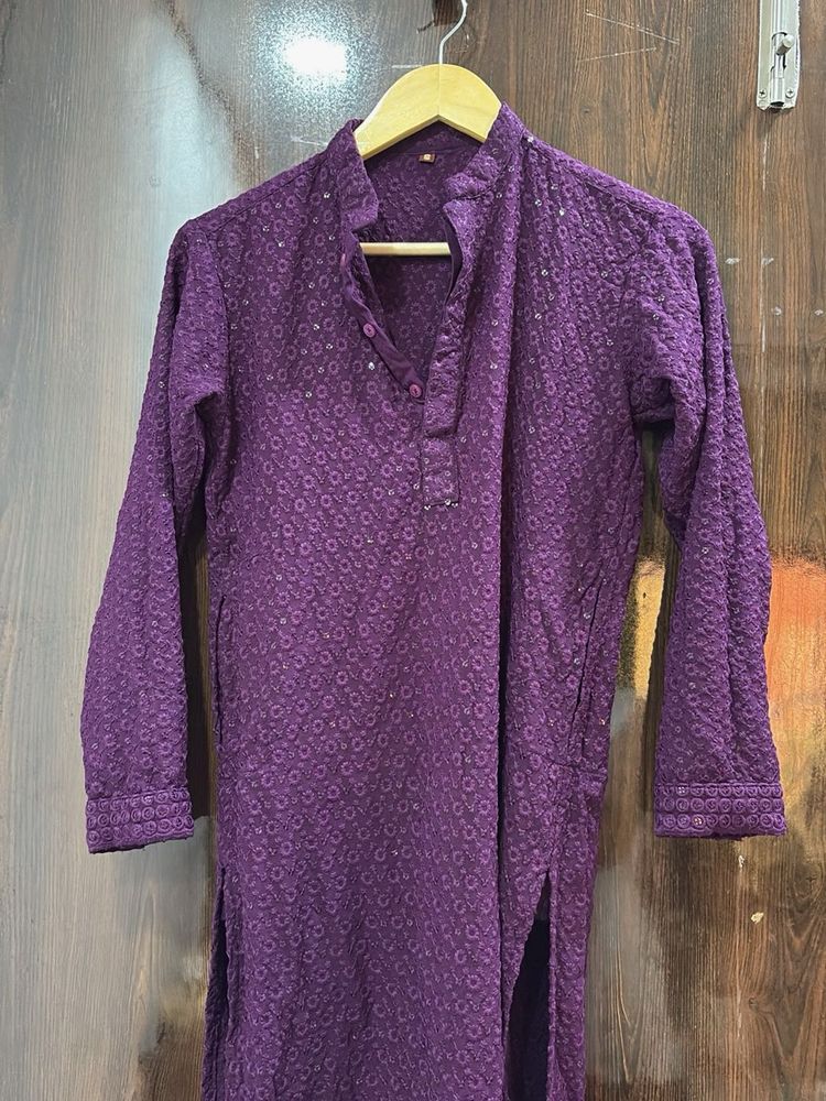 Purple Embroidered Kurta