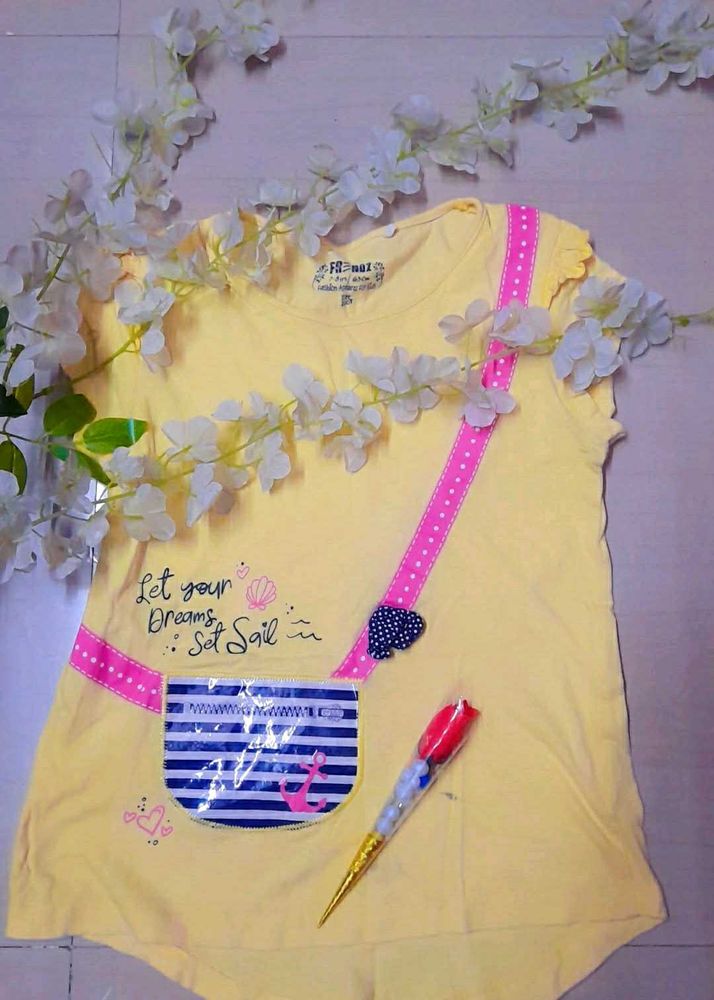 Kids Summer Wear T Shirt With Cute Bag Design