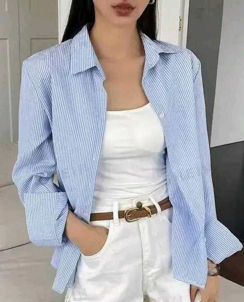 Striped Oversized Button-Down Shirt