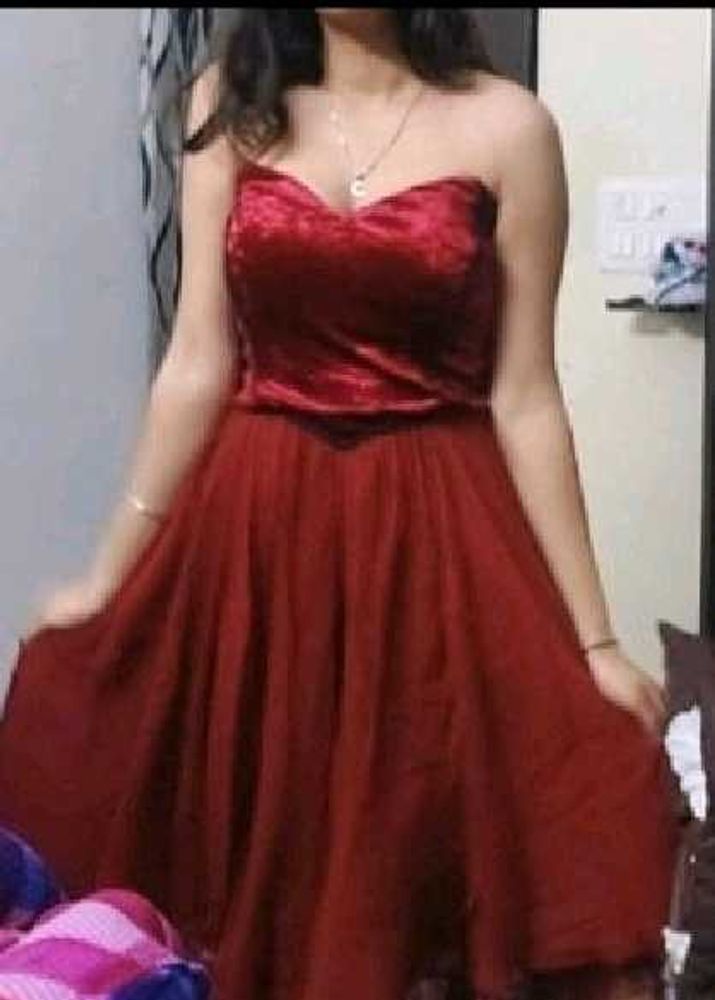 Burgundy Strapless Mini Dress