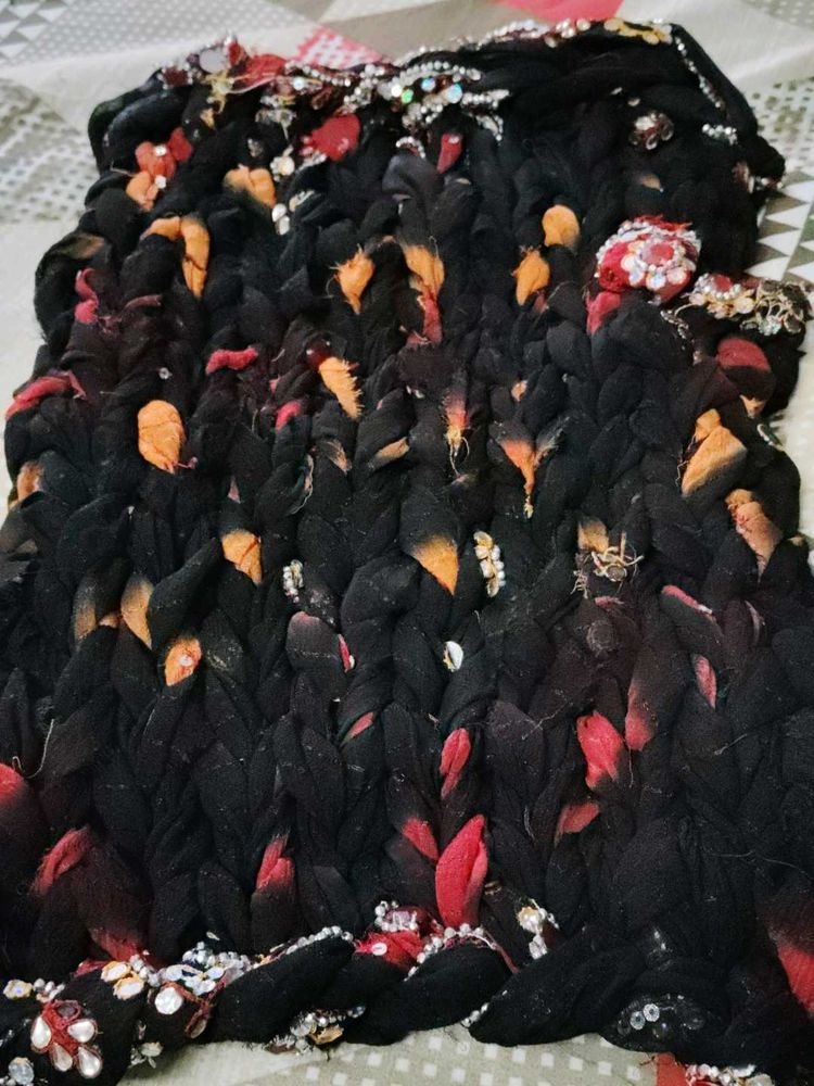 Unique Black &amp; Orange Embellished Textile