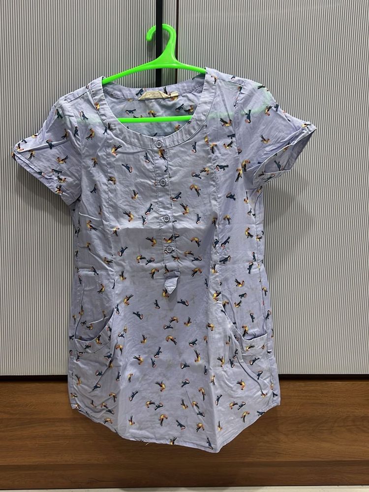 Bird Print Tunic Top