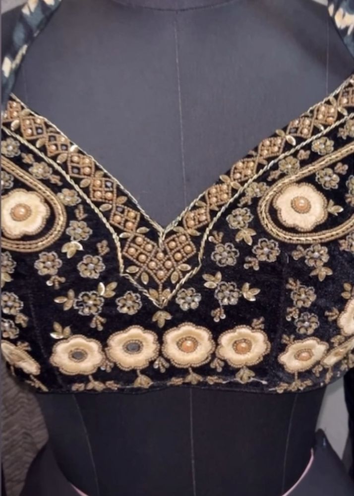 velvet hand work outfit