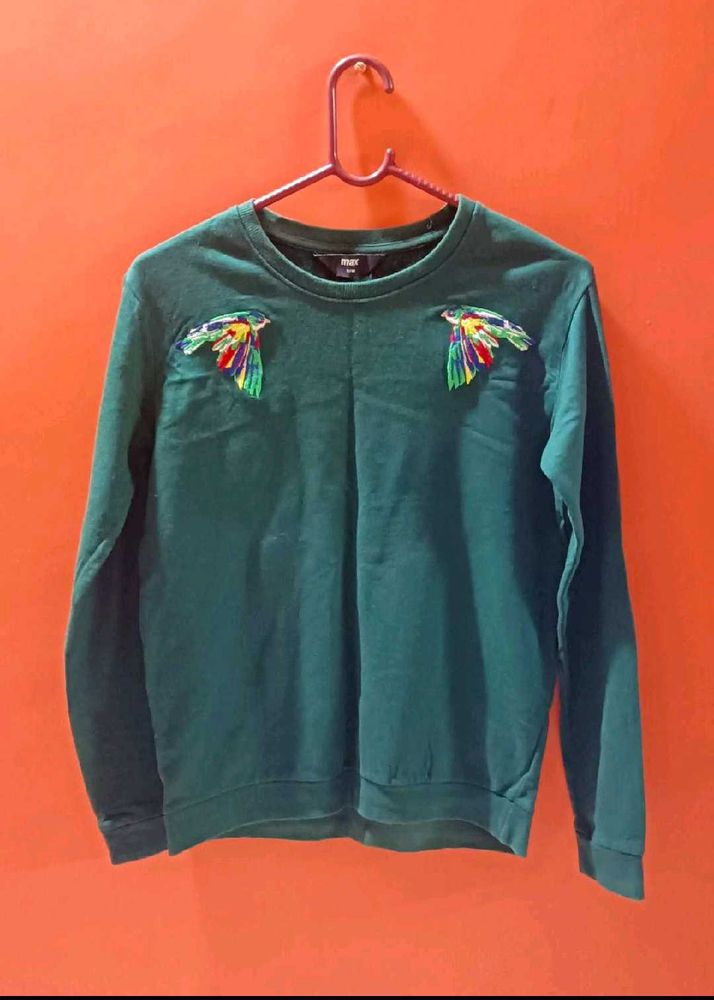 Embroidered Green Sweatshirt