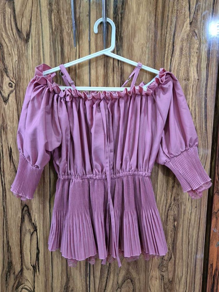 Cute Pink Off-Shoulder Top