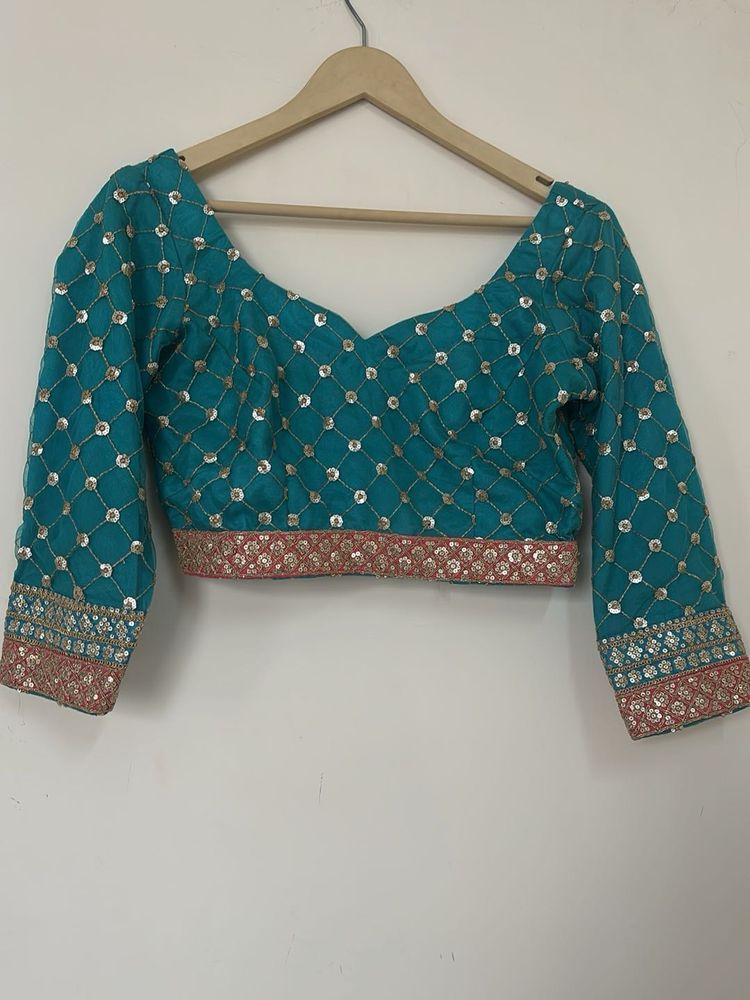 Teal/ Turquoise Embellished Blouse