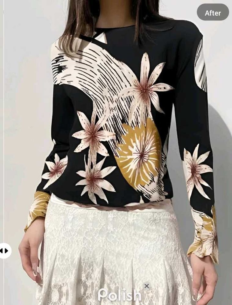 New With Tag Korean Floral Knit Top