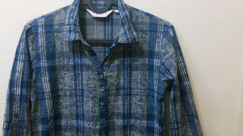 Biba Women&#39;s Blue Plaid Kurta