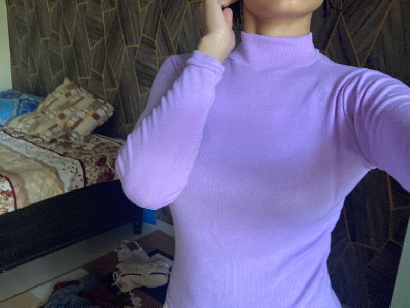 High Neck Long Sleeve Designer Top For Ladies